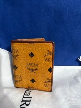 MCM Cognac Visetos Leather Card Holder Wallet - Men's Accessory